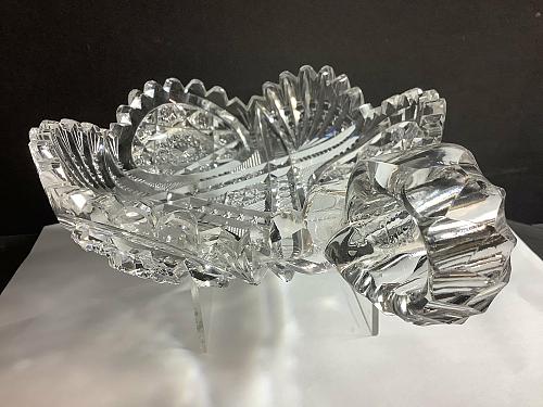 ABP Crystal Cut Glass handled nappie Sparkles