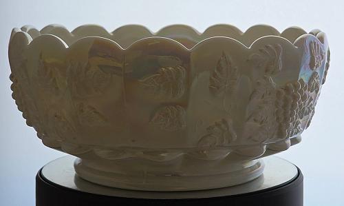 Westmoreland milk Glass paneled grape Mother of pearl bowl