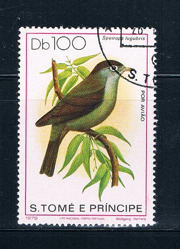 Saint Thomas and Prince Is 546 Used Bird Speirops lugubris CV 16.00 (S0695)