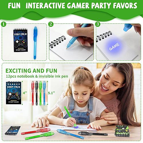 146 Pcs Video Game Party Favors Gamer Party Favors -Ink Pen Notebook VIP Pass...