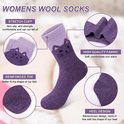 Justay 5 Pairs Womens Wool Socks Thick Warm Winter Socks Casual Cozy Socks Vi...