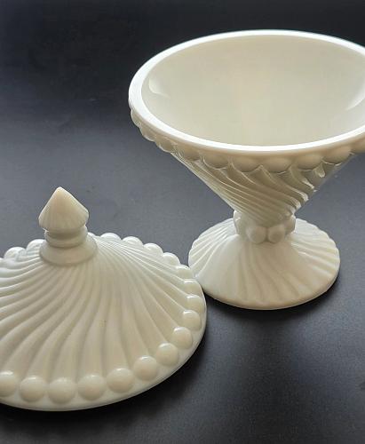 Westmoreland milk Glass swirl and ball compote