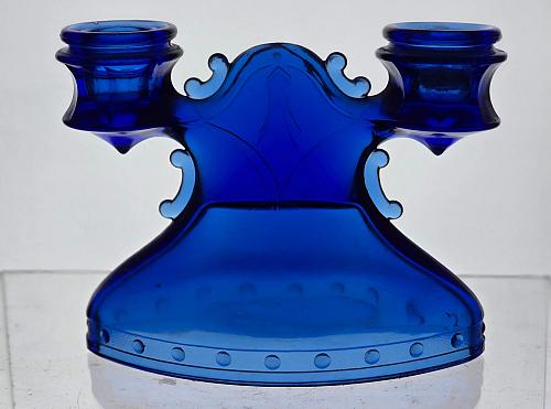 Pair L.E Smith Glass blue Mt Pleasant candlesticks