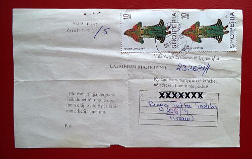 ALBANIA 2000 - Costumes. Cover Mi 2723. Receipt notification mail document