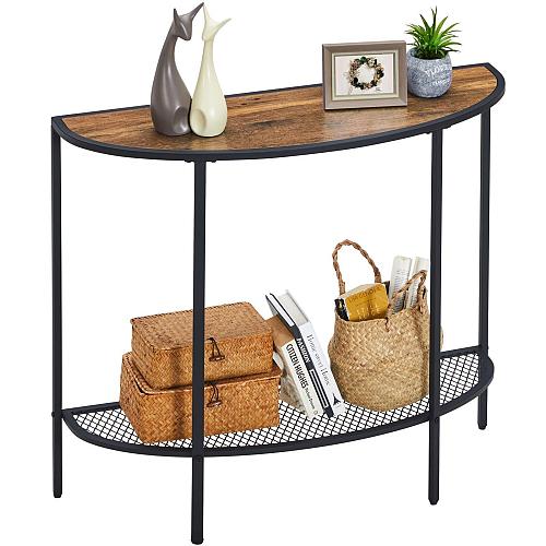 SAYGOER Console Table 2 Tier Narrow Entryway Table with Storage Half Moon Sof...