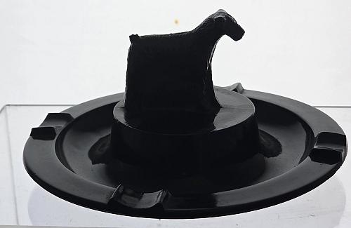 Black terrier glass ashtray
