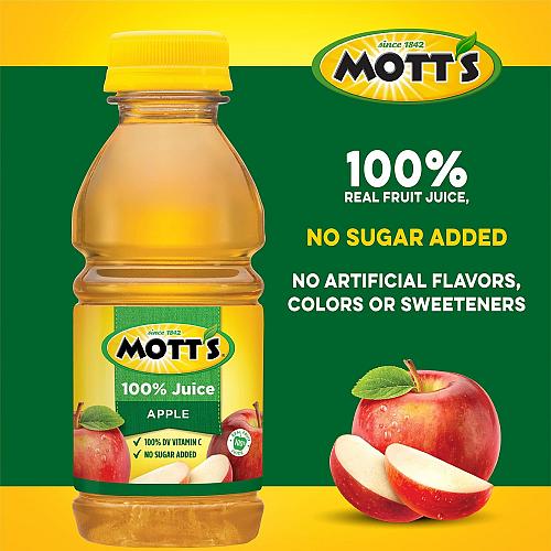 Mott's 100% Original Apple Juice 8 Fl Oz Bottles 24 Count 4 Packs Of 6 2 Serv...