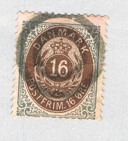 Denmark 30 Used Numeral 16 1875 CV 6.50 (BP70032)