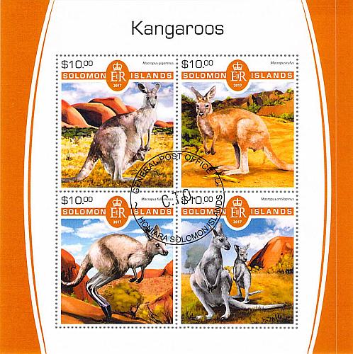 Solomon Islands 2017 CTO Sheet Kangaroos animals 4 values (TS0012)