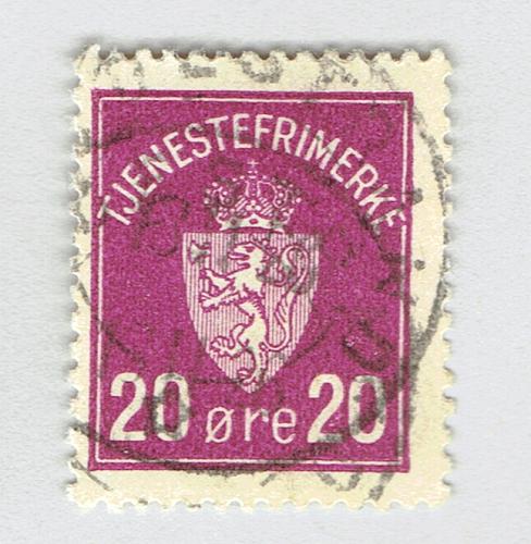 Norway Coat of arms magenta 20 Used (BP92321)