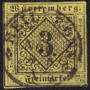 GERMANY W&uuml;rttemberg [1851] MiNr 0002 a ( O/used ) [01]