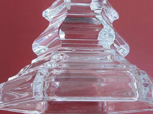 Signed Tiffany Glass candle sticks USA , crystal