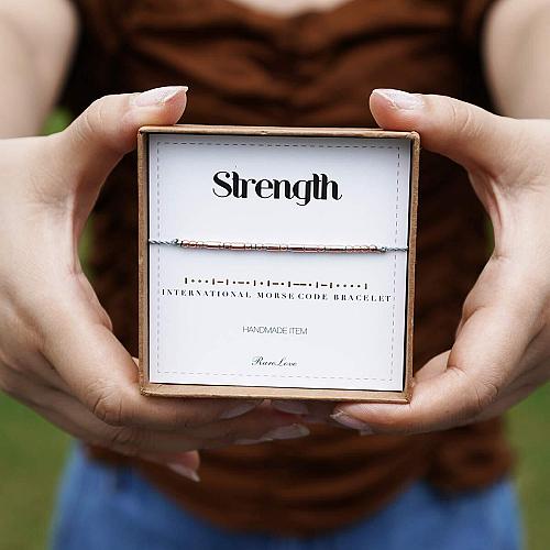 RareLove Strength Morse Code Bracelets Be Strong Inspirational Encouragement ...