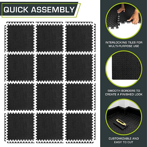 ProsourceFit Puzzle Exercise Mat ½ in EVA Interlocking Foam Floor Tiles for H...