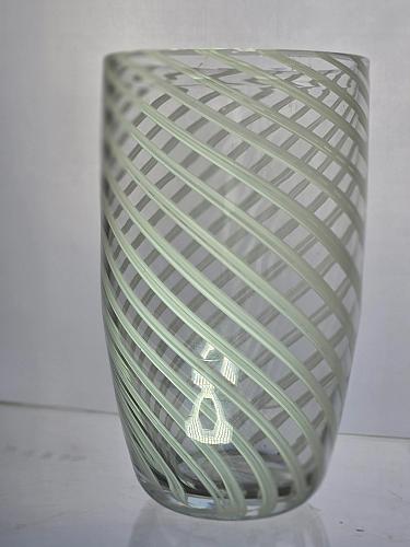 Art glass white swirl vase