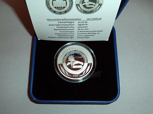 Albania Coin 100 Leke, 2013. 105th Ann. of the Congress of Manastir. UNC Silver