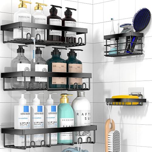 Moforoco Adhesive Shower Caddy Organizer Shelves Rack - 5 Pack Corner Bathroo...