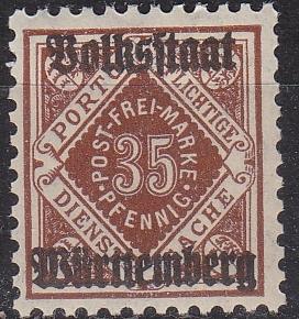 GERMANY W&uuml;rttemberg [Dienst] MiNr 0142 ( */mh )