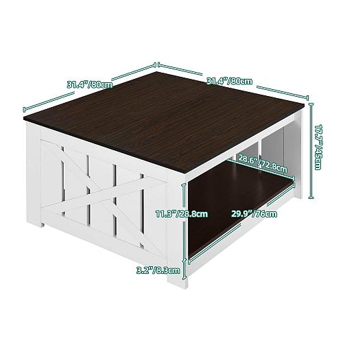 YITAHOME Coffee Table Farmhouse Coffee Table with Storage Rustic Wood Cocktai...