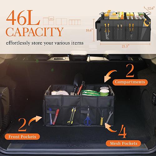 HOTOR Trunk Organizer for Car - Car Organizer Foldable Trunk organizer for SU...