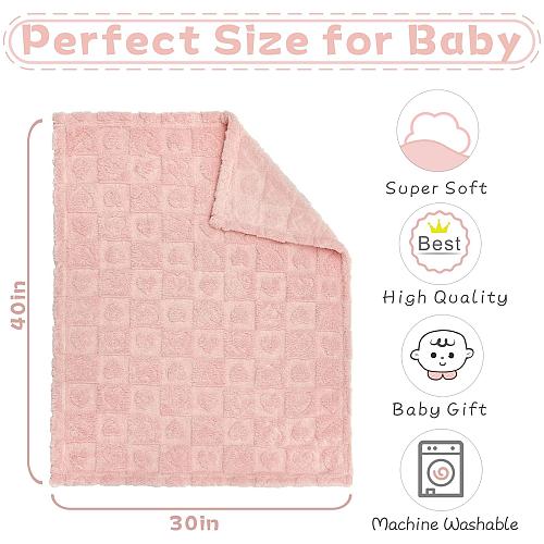 Yurhap Fleece Baby Blanket Heart Checkered Blanket Ultra Soft Cozy Baby Blank...