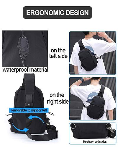 SEAFEW Small Black Sling Crossbody Backpack Shoulder Bag for Men Women Lightw...