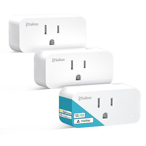 Sailsco Matter Smart PlugWork with Apple Home/Alexa/Google HomeWiFi Smart Out...