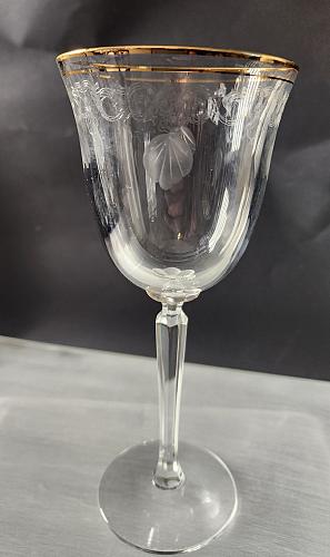 LENOX shell gold goblet glass, Crystal Made in USA Mt Pleasant PA