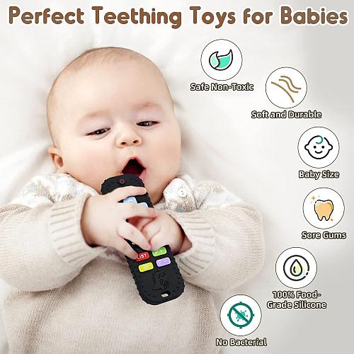 Teething Relief Teethers Toys for Babies 3-6 12 Months Gifts Silicone Remote ...