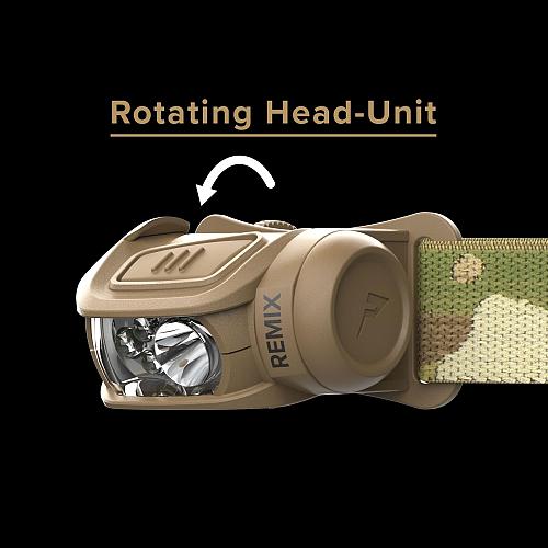 Princeton Tec Remix LED Headlamp 450 Lumens Multicam w/Red LEDs RMX300-RD-MC