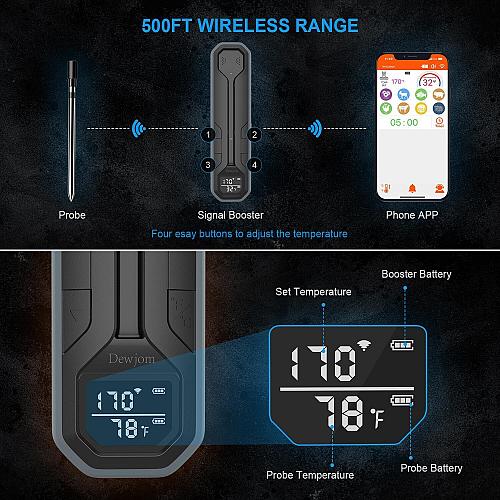 Wireless Meat Thermometer – Digital Cooking Thermometer with Wireless Probe –...