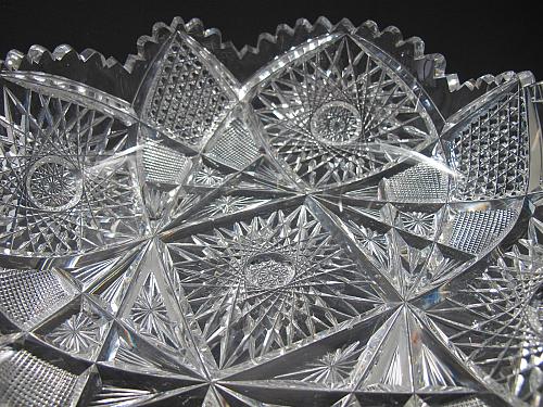 American Brilliant Period Cut Glass low bowl Antique crystal Sharp