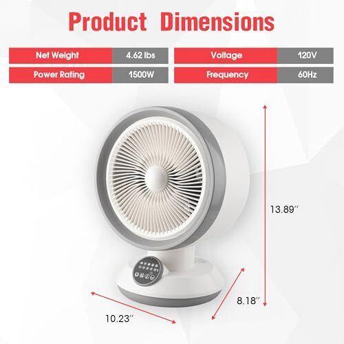 Trendgear 2 in 1 Heater Fan Combo 1500W Portable Space Heater with Adjustable...