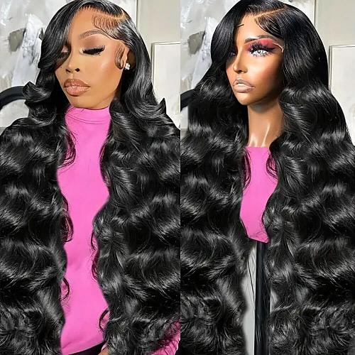 Yilike 28 Inch 13x6 Lace Front Wigs Human Hair Pre Plucked Body Wave HD Lace ...