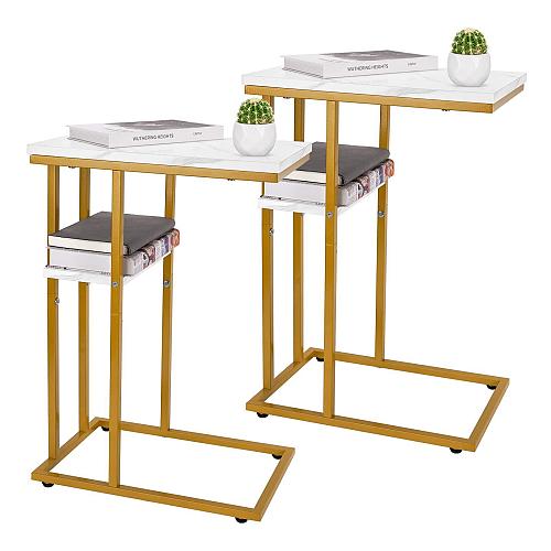Yoobure C Table End Table Set of 2 Side Tables Living Room C Shaped Side Tabl...