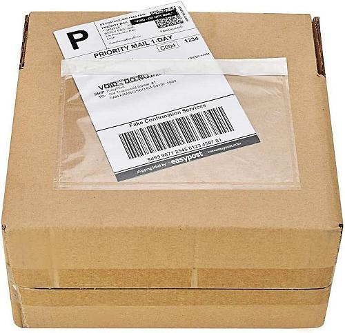 9527 Product 7.5" x 5.5" Clear Adhesive Top Loading Packing List/Shipping Lab...