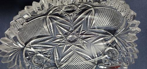 ABP cut glass odd shape dish American brilliant