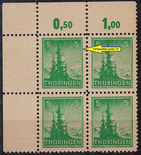 GERMANY Alliiert SBZ [Th&uuml;ringen] MiNr 0094 AX IV ( **/mnh ) [01] Plattenfehler 4er