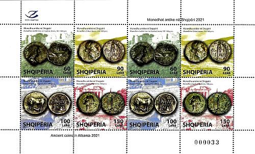 Albania Stamps 2021. Ancient Coins in Albania. Sheet MNH