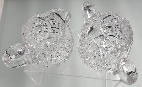 Sugar and creamer American Brilliant Period Cut Glass Antique tg