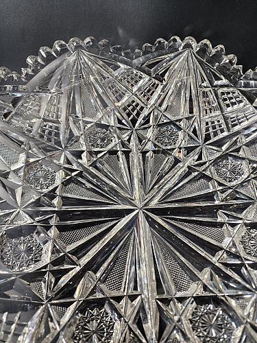 ABP cut glass signed Hawkes 12" bowl American