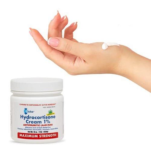 Globe Hydrocortisone Maximum Strength Cream 1% w/Aloe 16 oz Anti-Itch Cream f...