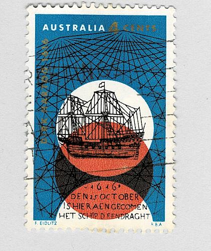 Australia Sailing ship blue and orange 4 cents Used (BP89920)