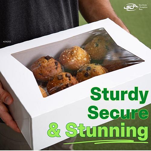 Southern Champion Tray 24303 Paperboard White Window Bakery Box 9" Length x 4...