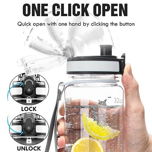 OLDLEY Water Bottle 32oz Motivational Sports Water Bottle with Time Marker - ...