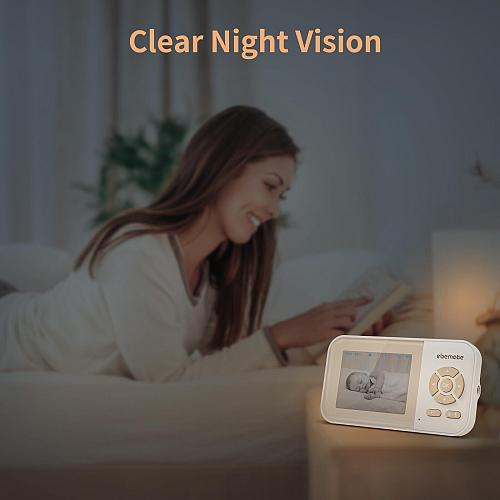 ebemate Video Baby Monitor Camera with 2.8" LCD Screen Video & Audio No Glow ...