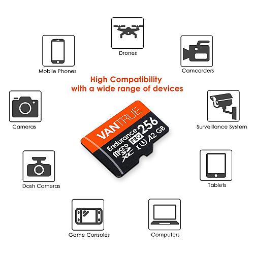 Vantrue 256GB microSDXC UHS-I U3 4K UHD Video High Speed Transfer Monitoring ...