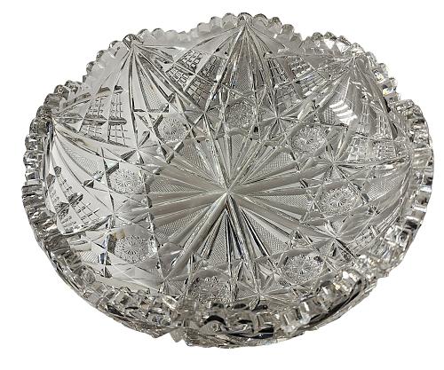 ABP cut glass signed Hawkes 12" bowl American