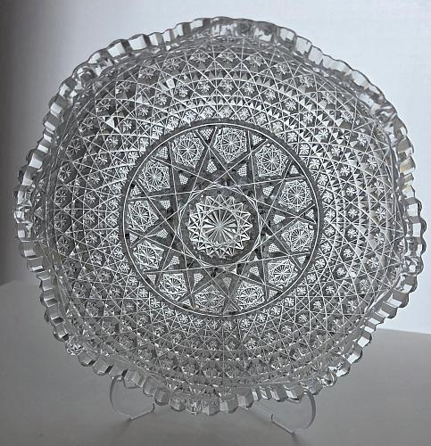 ABP cut glass flashy low bowl American brilliant period 1886 -1915 bob54