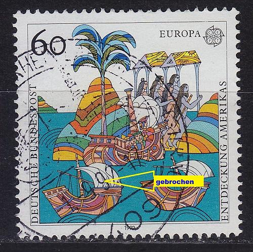 GERMANY BUND [1992] MiNr 1608 F25,I ( O/used ) [01] CEPT Plattenfehler